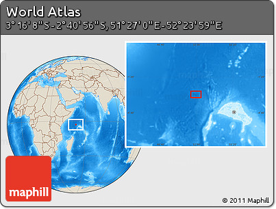 Shaded Relief Location Map of the Area around 2° 58' 32" S, 51° 55' 29" E