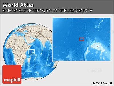 Shaded Relief Location Map of the Area around 2° 58' 32" S, 51° 55' 29" E
