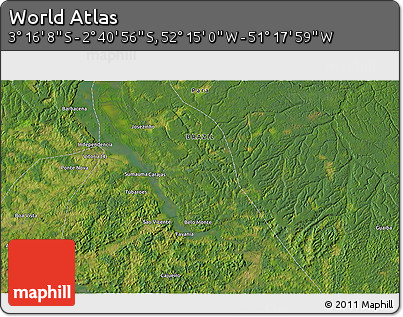Satellite 3D Map of the Area around 2° 58' 32" S, 51° 46' 29" W