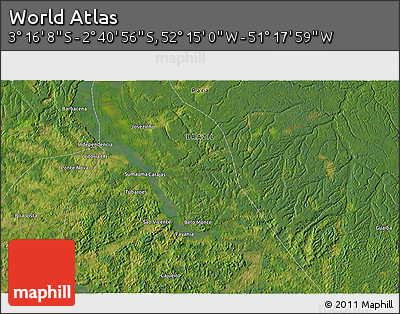 Satellite 3D Map of the Area around 2° 58' 32" S, 51° 46' 29" W