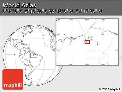 Blank Location Map of the Area around 2° 58' 32" S, 51° 46' 29" W