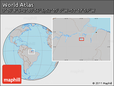 Gray Location Map of the Area around 2° 58' 32" S, 51° 46' 29" W