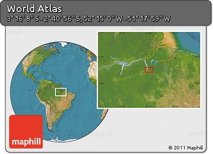 Satellite Location Map of the Area around 2° 58' 32" S, 51° 46' 29" W