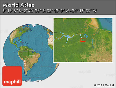 Satellite Location Map of the Area around 2° 58' 32" S, 51° 46' 29" W