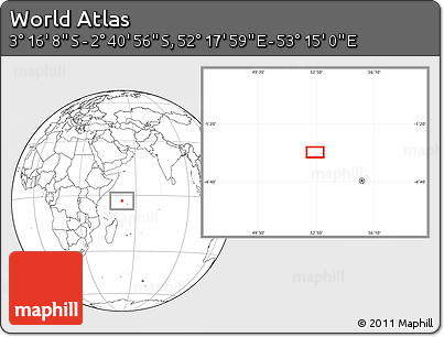 Blank Location Map of the Area around 2° 58' 32" S, 52° 46' 29" E