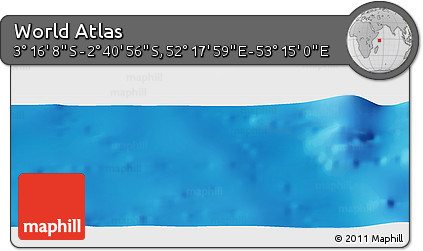 Shaded Relief Panoramic Map of the Area around 2° 58' 32" S, 52° 46' 29" E
