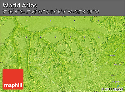 Physical Map of the Area around 2° 58' 32" S, 52° 37' 30" W