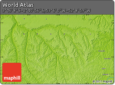 Physical Map of the Area around 2° 58' 32" S, 52° 37' 30" W
