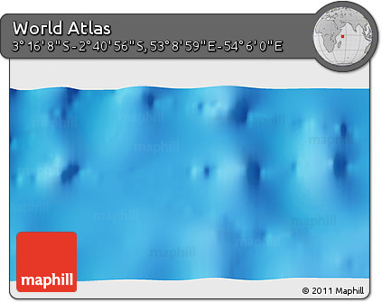 Shaded Relief 3D Map of the Area around 2° 58' 32" S, 53° 37' 30" E
