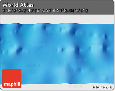 Shaded Relief 3D Map of the Area around 2° 58' 32" S, 53° 37' 30" E