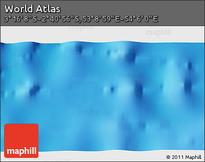 Shaded Relief 3D Map of the Area around 2° 58' 32" S, 53° 37' 30" E