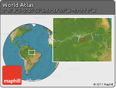 Satellite Location Map of the Area around 2° 58' 32" S, 54° 19' 30" W