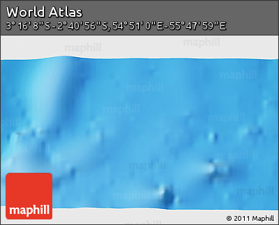 Shaded Relief 3D Map of the Area around 2° 58' 32" S, 55° 19' 30" E