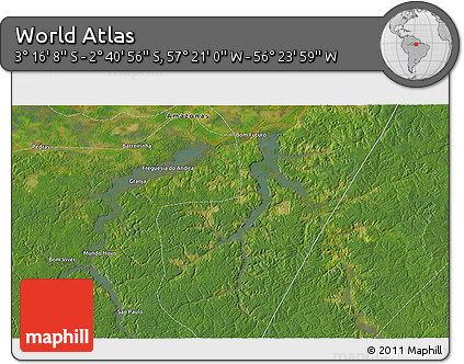 Satellite 3D Map of the Area around 2° 58' 32" S, 56° 52' 30" W