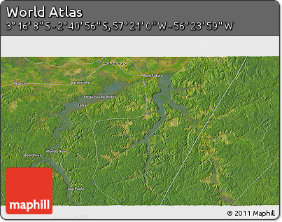 Satellite 3D Map of the Area around 2° 58' 32" S, 56° 52' 30" W
