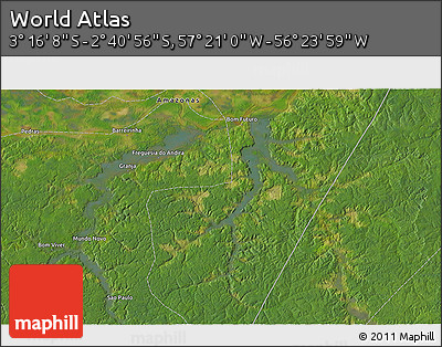 Satellite 3D Map of the Area around 2° 58' 32" S, 56° 52' 30" W