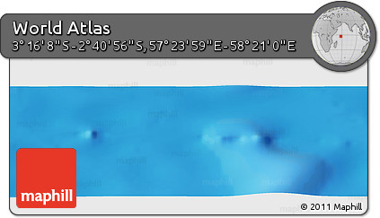 Shaded Relief Panoramic Map of the Area around 2° 58' 32" S, 57° 52' 30" E