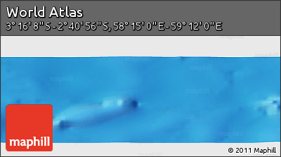 Shaded Relief Panoramic Map of the Area around 2° 58' 32" S, 58° 43' 30" E