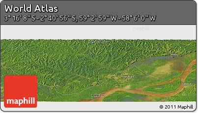 Satellite Panoramic Map of the Area around 2° 58' 32" S, 58° 34' 30" W