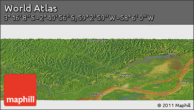 Satellite Panoramic Map of the Area around 2° 58' 32" S, 58° 34' 30" W