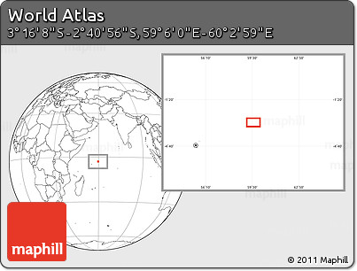 Blank Location Map of the Area around 2° 58' 32" S, 59° 34' 30" E