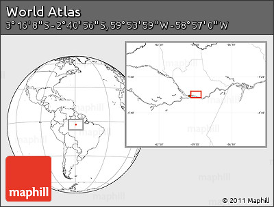 Blank Location Map of the Area around 2° 58' 32" S, 59° 25' 29" W