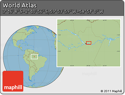 Savanna Style Location Map of the Area around 2° 58' 32" S, 59° 25' 29" W