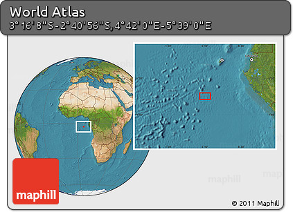 Satellite Location Map of the Area around 2° 58' 32" S, 5° 10' 30" E