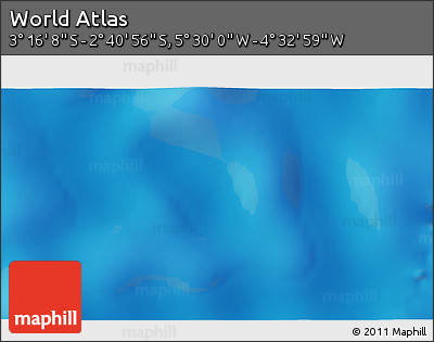 Physical 3D Map of the Area around 2° 58' 32" S, 5° 1' 30" W