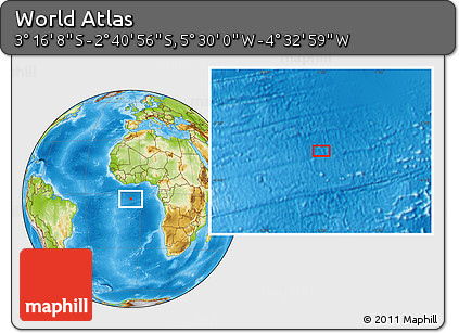Physical Location Map of the Area around 2° 58' 32" S, 5° 1' 30" W