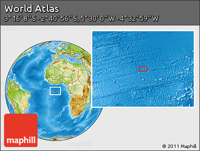 Physical Location Map of the Area around 2° 58' 32" S, 5° 1' 30" W