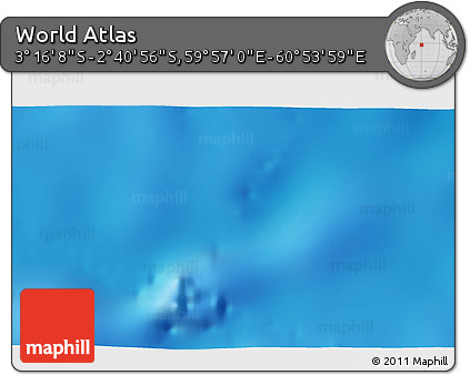 Shaded Relief 3D Map of the Area around 2° 58' 32" S, 60° 25' 29" E