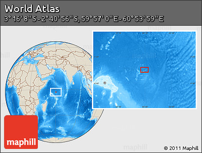 Shaded Relief Location Map of the Area around 2° 58' 32" S, 60° 25' 29" E