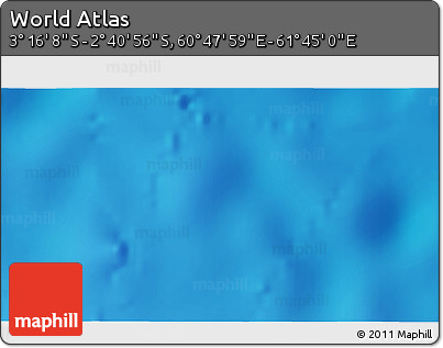 Shaded Relief 3D Map of the Area around 2° 58' 32" S, 61° 16' 29" E