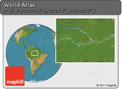 Satellite Location Map of the Area around 2° 58' 32" S, 61° 58' 30" W