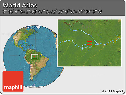 Satellite Location Map of the Area around 2° 58' 32" S, 61° 58' 30" W