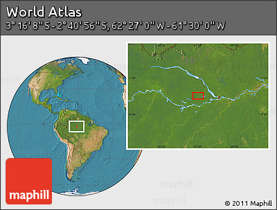 Satellite Location Map of the Area around 2° 58' 32" S, 61° 58' 30" W