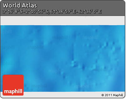 Shaded Relief 3D Map of the Area around 2° 58' 32" S, 62° 7' 30" E