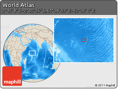 Shaded Relief Location Map of the Area around 2° 58' 32" S, 62° 7' 30" E