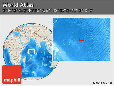 Shaded Relief Location Map of the Area around 2° 58' 32" S, 62° 7' 30" E