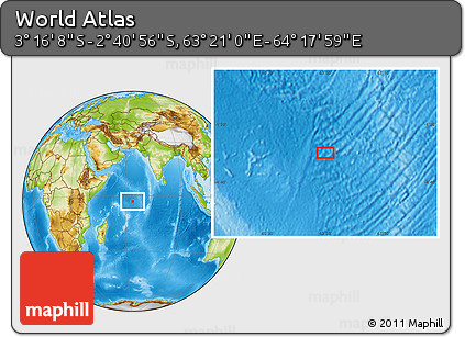 Physical Location Map of the Area around 2° 58' 32" S, 63° 49' 30" E