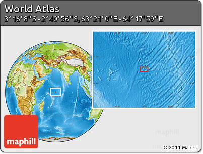 Physical Location Map of the Area around 2° 58' 32" S, 63° 49' 30" E