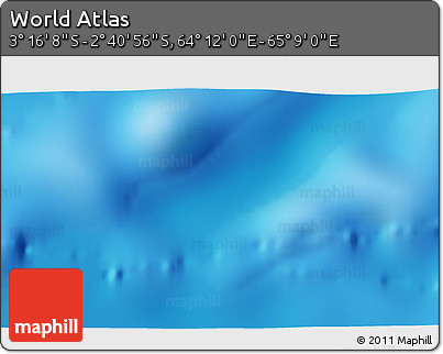 Shaded Relief 3D Map of the Area around 2° 58' 32" S, 64° 40' 30" E
