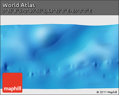 Shaded Relief 3D Map of the Area around 2° 58' 32" S, 64° 40' 30" E