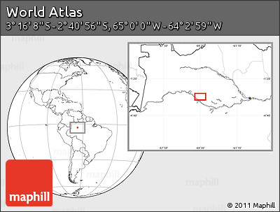 Blank Location Map of the Area around 2° 58' 32" S, 64° 31' 30" W