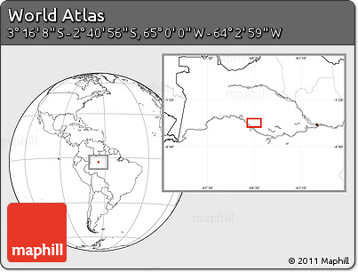 Blank Location Map of the Area around 2° 58' 32" S, 64° 31' 30" W