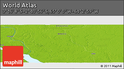 Physical Panoramic Map of the Area around 2° 58' 32" S, 64° 31' 30" W