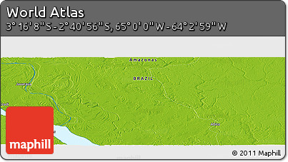 Physical Panoramic Map of the Area around 2° 58' 32" S, 64° 31' 30" W