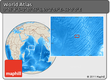 Shaded Relief Location Map of the Area around 2° 58' 32" S, 65° 31' 30" E