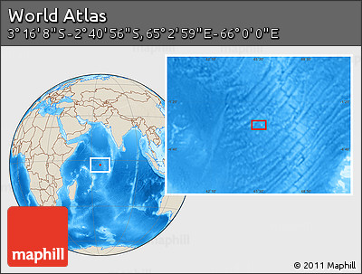 Shaded Relief Location Map of the Area around 2° 58' 32" S, 65° 31' 30" E